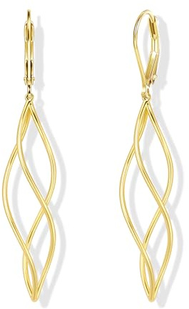 ALEXCRAFT Boucles d'Oreille Longues Femme Or, Boucle d'Oreille Pendante Goutte, Design Classique en Spirale, Post en Argent 925, Hypoallergénique, Plaqué or 14 Carats, Mariage Bijoux Cadeaux