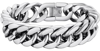 PROSTEEL Chain Bracelet for Men Stainless Steel Silver Cuban Link Large Bracelets Chunky Heavy Jewellery for Boys Teen 17mm 23cm