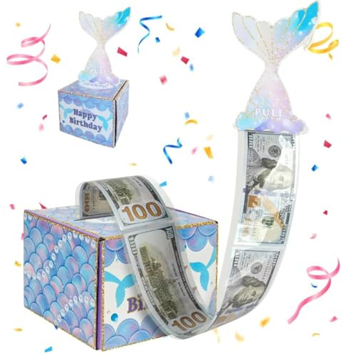 Surprise Box Gift Box for Money Meerjungfrau Geldgeschenke Geburtstag Überraschungsbox explosionsbox Geburtstag Geldgeschenk Geburtstag Happy Birthday Geschenkbox für Familie Kinder Freunde