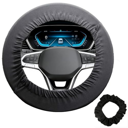 Funda negra para volante, tela Oxford, antideslizante, transpirable, ajuste universal, protección contra arañazos para coche, furgoneta, autocaravana