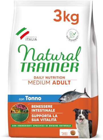 Trainer Natural Cibo per Cani Medium adult >12 mesi, con Tonno, 3 Kg, (L'imballaggio può variare)