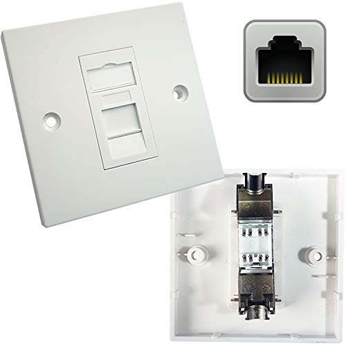Loops Single CAT6a Shielded/Screened Wall Plate – Tool-Less RJ45 Ethernet/Network Socket Outlet – Internet/WiFi Data Face Plates – LAN FTP