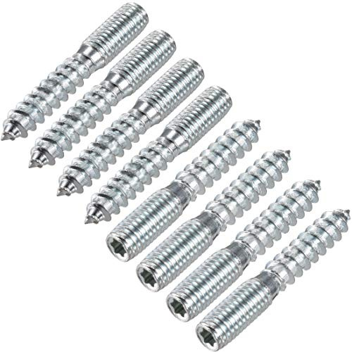 uxcell M8 Hanger Bolts Length 2(50mm) Double Headed Bolts Self-Tapping Screw 8mm Wood Joint Furniture Legs 8pcs