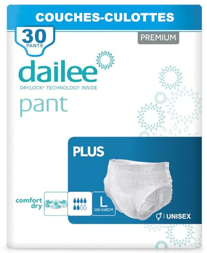 Dailee Pants Plus L - 30x Pañales Adultos Maxima Absorcion - Braga Pañal Adulto para Ancianos, Hombres y Mujeres - 30 Bragas Incontinencia Mujer y Hombre