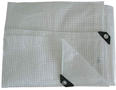 1.5m x 2m Clear Leno Tarpaulin - Heavy-Duty Waterproof 100 GSM Reinforced Transparent Tarp Sheet with Mesh Support, Rubber Strengthened Corners - UV‑Resistant Cover for Garden, Greenhouse, Groundsheet