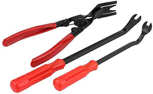Alicates rojos y negros para molduras de puertas, herramientas automotrices, remaches, pinzas, duraderos para quitar clips de tapicería de automóviles, quitar el panel de la puerta del