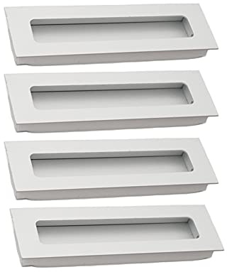 BOZONLI 4 pcs Encastrées Poignee Porte Coulissante, Poignee de Porte Interieur, Poignée Rectangle Encastrées en Aluminium pour Tiroirs, Armoires - 111 x 42 mm