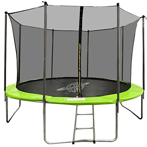 PMS Space Jump - 12Ft Trampoline With Enclosure, Safety Net, Great Outdoor Summer Fun for Kids, Includes A Ladder, Keep Fit and Active, Perfect Birthday, Inner Net