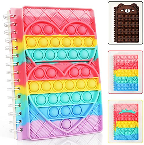 ZHIHUI Pop it Fidget Carnet de notes A5, jouets sensoriels à bulles Popper Push Bubble, bloc-notes simple, journal secret, journal laitier, 50 pages, garçons, enfants et adultes