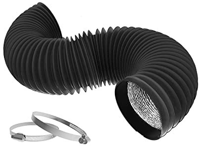 HYDROWE Torktumlare ventilationsslang flexibel PVC aluminiumfolie kanalisering torkare ventilationsslang för HVAC-ventilation med 2 klämmor (4 tum 3 fot)