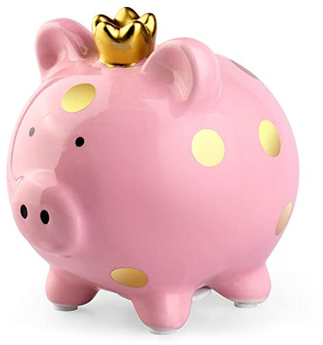 Nizirioo - Salvadanaio a forma di maiale salvadanaio in ceramica, misura grande, per bambini, motivo: maiale portafortuna, regalo per bambini, per bambini, per regali