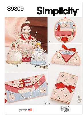 Simplicity Pincushion Dolls, Project Organizer and Etui Sewing Pattern Kit by Shirley Botsford, Design Code S9809, One Size, Multicolor