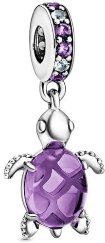 SURALIN 1 Stück Charms Anhänger Anhänger aus Schildkrötenperlen Charm Perlen für Europäische Armbänder Halskette, Schmuck Geschenke Armbänder für Damen und Mädchen-Lila