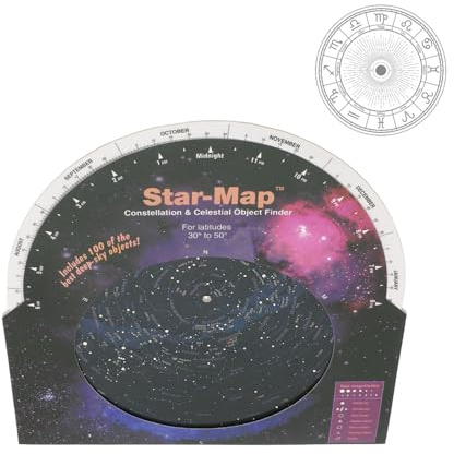 Star Finder Map, Astronomy Guide for Constellations and Deep Space Objects, Ideal for Telescopes or Binoculars, Beginner and Advanced Friendly