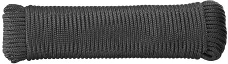 sourcing map Solid Braid Nylon Rope 3/16 Inch 100 ft Multipurpose Polypropylene Utility Rope Cord Line for Camping Flag Pole Knot, Black