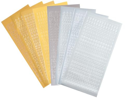 HFMYGS 8 Blatt Wachsbuchstaben FüR Kerzen, Bastelset Kommunionkerze, Aufkleber Wachsplatten Kerzen Kommunion,FüR Taufkerze Selber Machen Set Buchstaben Zahlen (Gold, Silber).