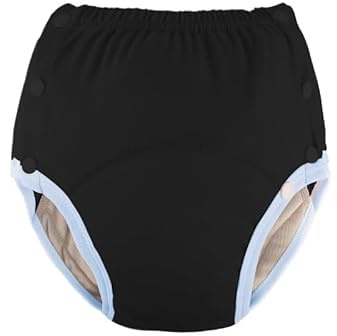 Culottes d'incontinence en coton pour adultes : lavables, respirantes, réglables et anti-fuites pour personnes âgées (noir, 3XL)