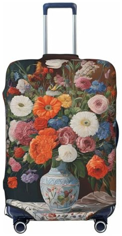 YHLKLWKSZC Housses de bagage pour valise, motif fleur, peinture diamant, housse de valise, housse élastique de protection pour valise, 45,7 à 81,3 cm, Noir/blanc, X-Large, tendance.