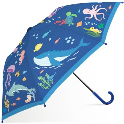 decalsweet Kids Umbrella Children Folding Umbrellas Easy Push/Pull for Toddler,8 Rib Reinforced Canopy Large 32' x 24', Lightweight Cute Design for Girls & Boys