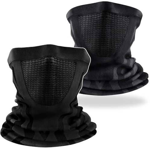 ENONEO Calentador de Cuello Mascarilla Moto para Hombre Mujer Alta Elasticidad Braga Cuello Ciclismo Termica Transpirable Pasamontañas Esqui Bandana Cuello para Running Bicicleta (Negro + Gris)