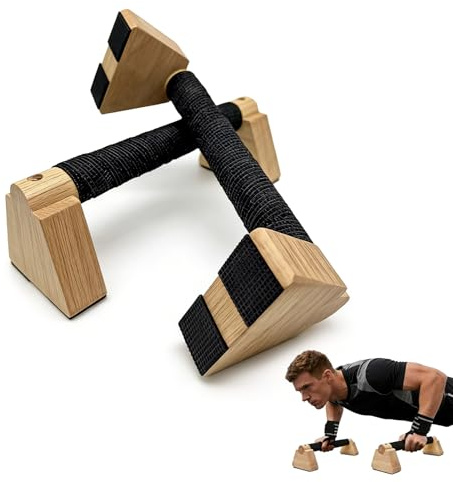 2PCS Wooden Parallettes Bars,Solid Pushup Bars Stands,Fitness Wood Push Up Bars Handles,Solid Wood Parallettes Bars with Non-Slip Mat,Wooden Parallettes for Fitness,Gymnastics,Aerobics,Bodybuilding