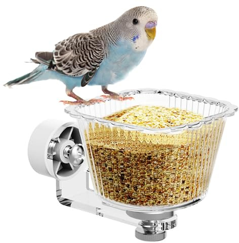 Comederos para Pájaros en Jaula | Recipiente Transparente para Pinzones,Plato para Alimento De Aves,de Jaula Cacatúa, Conuro, Periquito, Pinzón y Agapornis