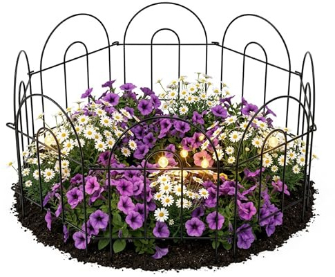 Relaxdays Valla metálica Modular para parterres, Arco, 45x240 cm, fijación al Suelo, Negro
