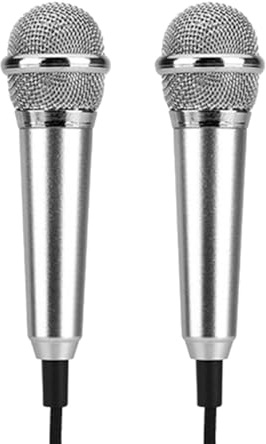 BETOOKY Microfono Mini per Karaoke 2 Pezzi in Metallo Argento, Compatibile Pc, Facile da Trasportare, per Registrazione Vocale e Canto Stili multipli
