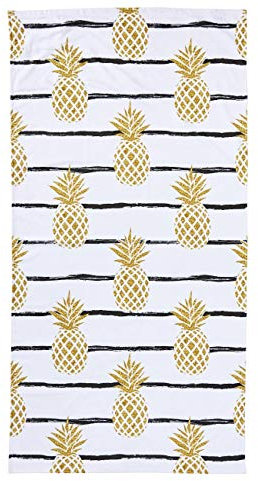 done. Strandtuch CASE in 7 Designs 100% Reine Baumwolle Hamam Wellness weiß Gold Ananas 90 cm x 180 cm Pineapple