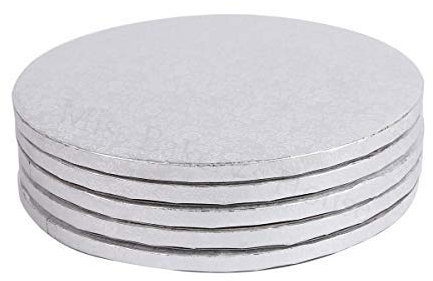 Decoraciondulce - 10 x Bases Redonda Plata de 1.2 Cm. Altura con diametro (35cm)