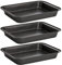 Lyellfe 3 Pack Rectangle Baking Pan, Non-Stick Cake Pans for Oven, 13 × 9 Inch Deep Cookie Sheet Tray, BPA Free
