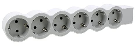 LEGRAND, Flache Steckdosenleiste, 6-fach Steckdose, Mehrfachsteckdose, ohne Kabel, Ultraweiß/Grau, 694579