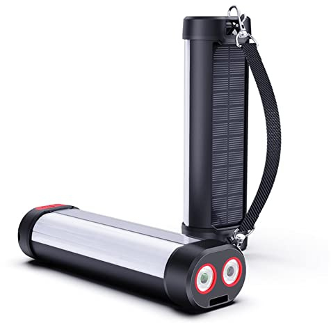 ZOVCAL Lampe de camping solaire LED magnétique rechargeable 6000 mAh Deux lampes LED Lanternes électriques d'extérieur IP66 étanche / anti-chute Équipement d'urgence