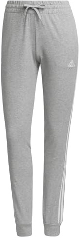 Adidas Damen Essentials Single Jersey 3-Stripes Pants, Medium Grey Heather/White, XS