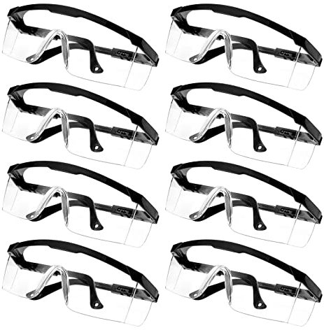 KALUROIL KAYLRE 8 Lunettes de Sécurité Transparentes - Lunettes de Protection Avec Verres en Plastique, Pont-de-Nez et Embouts de Branches en Caoutchouc pour plus de Confort （noir）