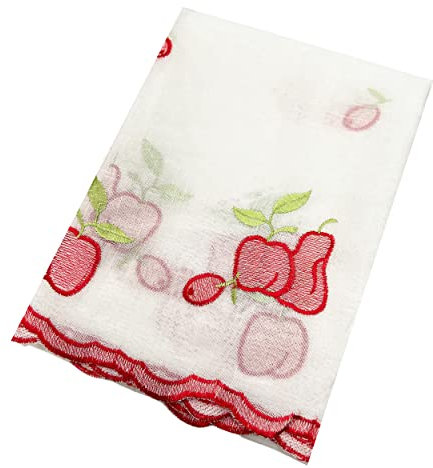 Meishida Cortina Corta Translúcida para Cocina, Visillo Ventana Blanca Decorativo para Hogar, Sala, Comedor y Balcón (Manzana, 150 x 150 cm)