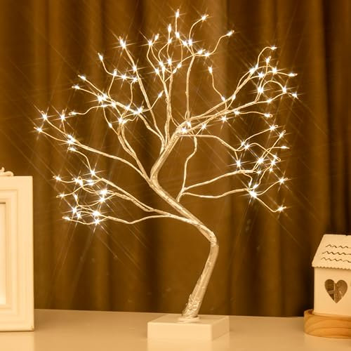 Eambrite Twinkling Tree Lamp 108 LED Twig Tree, Light up Christmas Tree Bonsai with Copper String Lights, USB& Battery Fairy Light Spirit Tabletop Christmas Decorations Indoor (2 FT, 8 Modes)