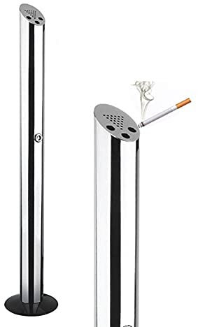 Cendriers pour l'extérieur Cendrier vertical Récipient à cigarettes en acier inoxydable Collecteur de mégots de cigarettes sur pied Jardin extérieur Cendrier coupe-vent en métal