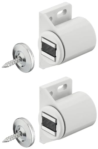 cyclingcolors 2x Cierres Magnéticos blanco redondo para Muebles, Puertas, Armarios, Cajones Pestillos Bisagra Magnética Cocina y Hogar