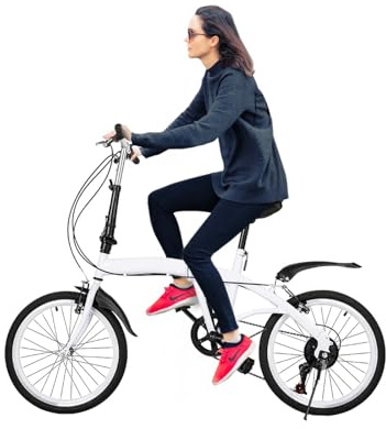 CUMELLIIR Folding Bikes For Adults 20 Inch, Foldable Bike With Double V Brake, Adjustable Height 6 Speed Lightweight Folding Bicycle, Fold Up Bikes City Bike For Adults Men Women Teens