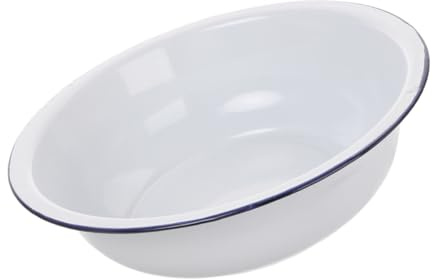Angoily Cuenco Grande de Esmalte Blanco Vintage Multifuncional para Mezclar Pan y Lavar Verduras Diseño Clásico y Fácil de Limpiar para Uso Doméstico