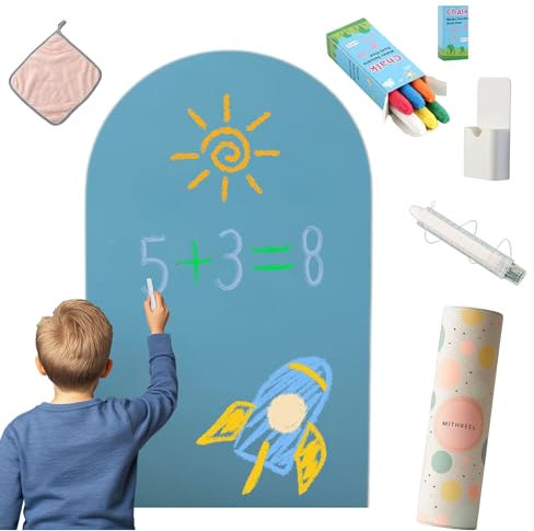 Mithreel Pizarra Magnética Infantil – Pizarra Niños, Adhesiva, Forma Arco y de Color con Tizas – Pizarra Magnetica Adhesiva – Ideal Regalos para Niñas y Niños (AGUAMARINA 120X60 CM)