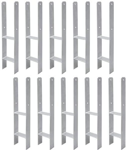 Gimisgu H-stolpankare 10 stycken H-ankare, stolphållare, markankare för stolpar, H-stolpe för staket och växthus, stolpar, fyrkantsstolpar (101 x 600 mm)