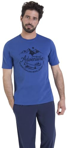 Athena - Ensemble Pyjama Homme, Nightwear Winter- Jersey 100% Coton Respirant - T-Shirt Manches Courtes + Pantalon - Label Oeko-TEX® Standard 100