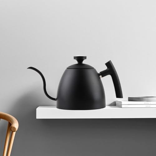 FUBESK Verser Over Kettle Cafetière col de cygne en acier inoxydable avec poignée en bois pour un contrôle précis du débit et une extraction uniforme 1500 ml