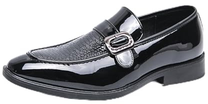 DXSYGMBN Zapatos Hombre Elegantes Monkstrap para Business Casual Oficina Formales,Negro,42 EU