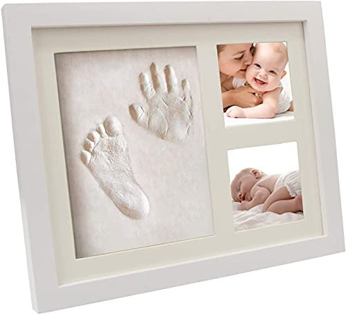 Baby Bilderrahmen Handabdruck Fußabdruck Lehm Fussabdruck Set, Neugeborene Kleinkinder Kinderzimmer DIY Dekor, Geschenk Personalisierte Einzigartige Andenken (11×9 inch)