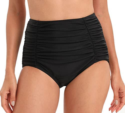 Viloree Femme Bas de Maillot Taille Haute Vintage Bas de Bikini Culotte Gainante Ventre Plat Maillots de Bain