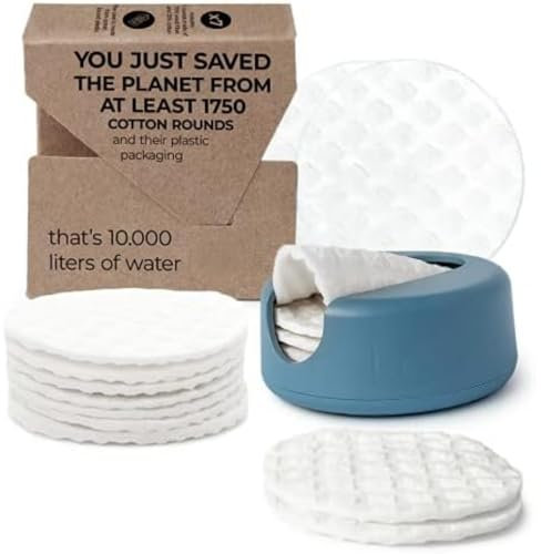 New LastRound® Wiederverwendbare Wattepads - Umweltfreundliche Alternative zu Einweg-Wattepads – Made in Dänemark - Abschminkpads Waschbar (Blau)