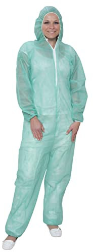 10/50/ 100 x PP-Einwegoveralls grün S-XXXL Sparset | Overall Maleranzug Schutzanzug Ganzkörperanzug XL 50 Stück